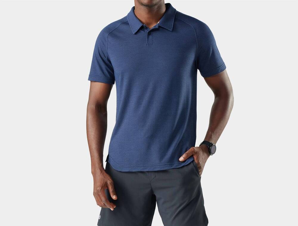 NEW SMARTWOOL active mesh polo shirt in nightfall blue-deep navy